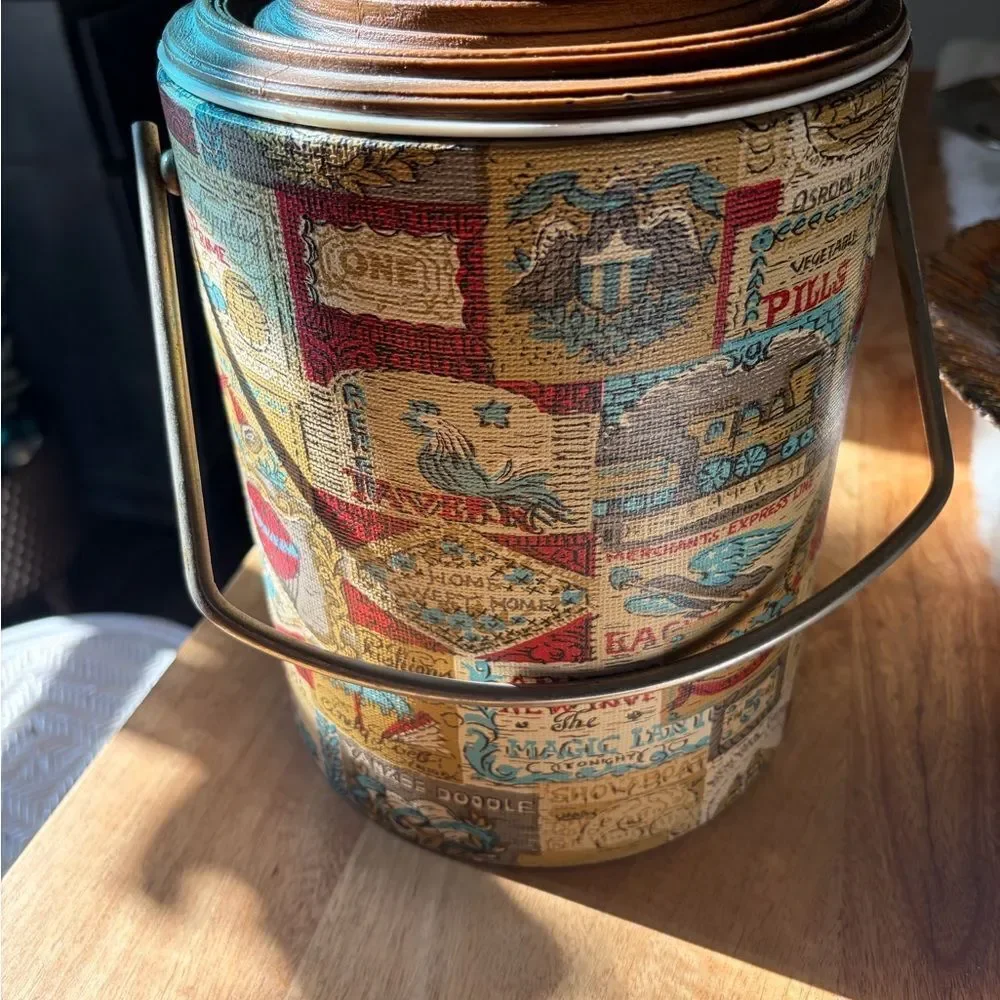 Vintage Multicolor Decorative ice. Bucket. French country.